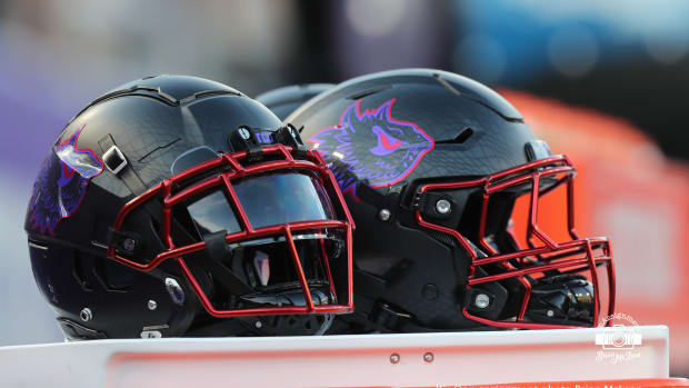 TCU Blood Red alternate helmets
